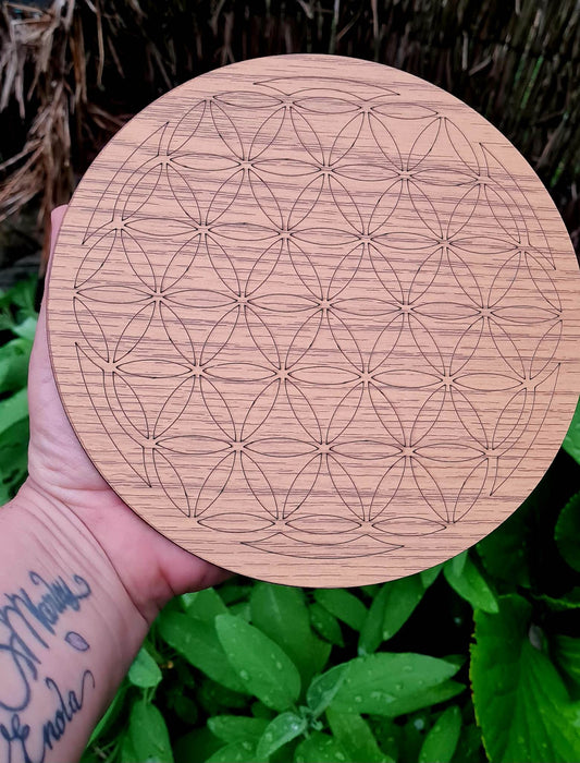 Plaque de Rechargement en Bois - Fleur de Vie (20 cm)